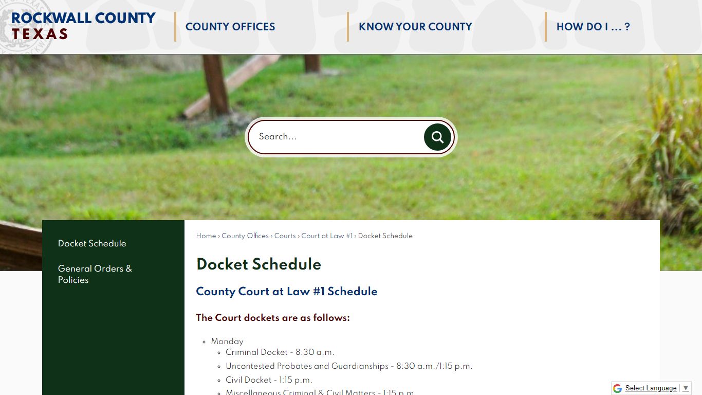 Docket Schedule | Rockwall County-Official Website