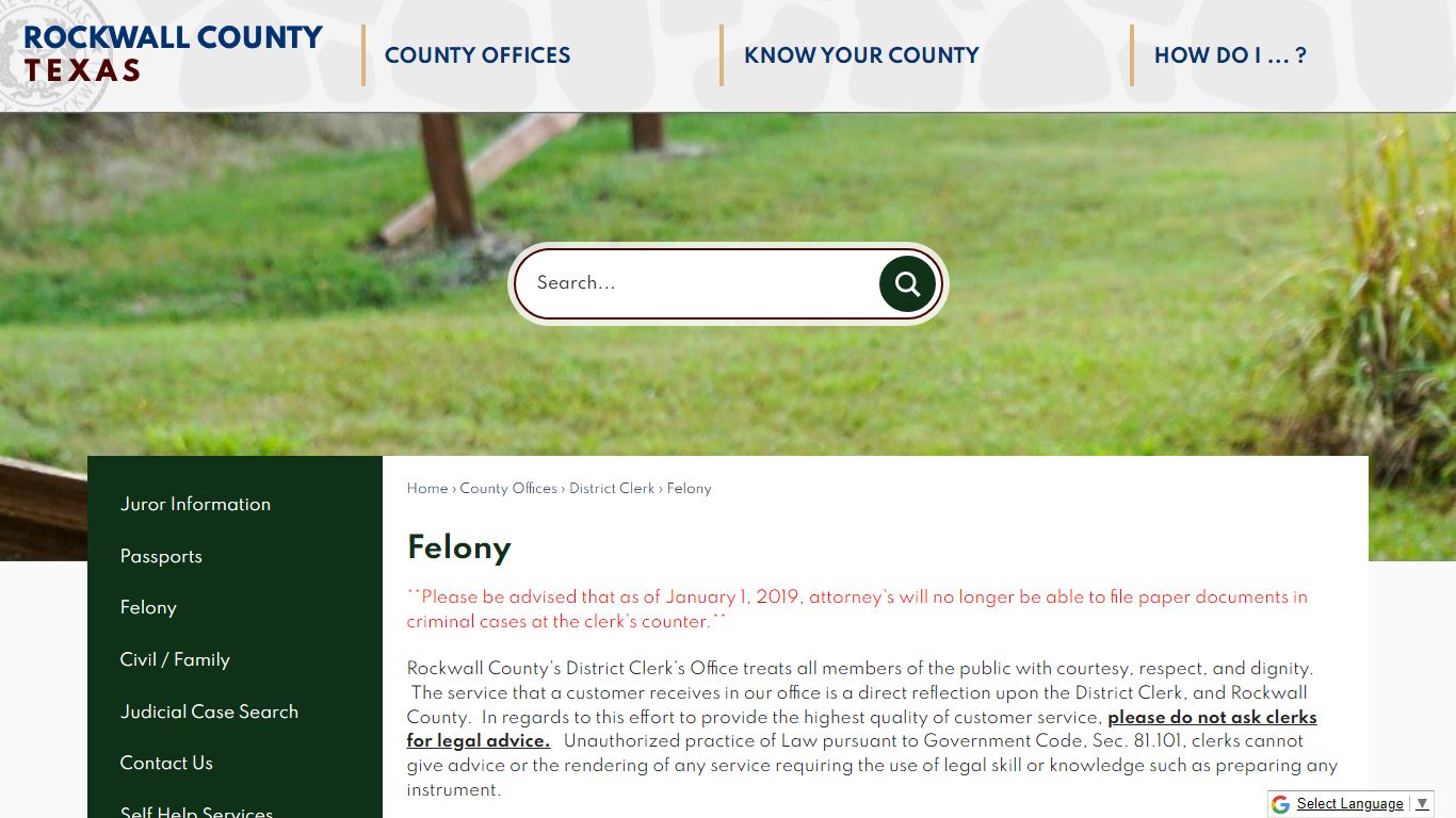 Felony | Rockwall County-Official Website