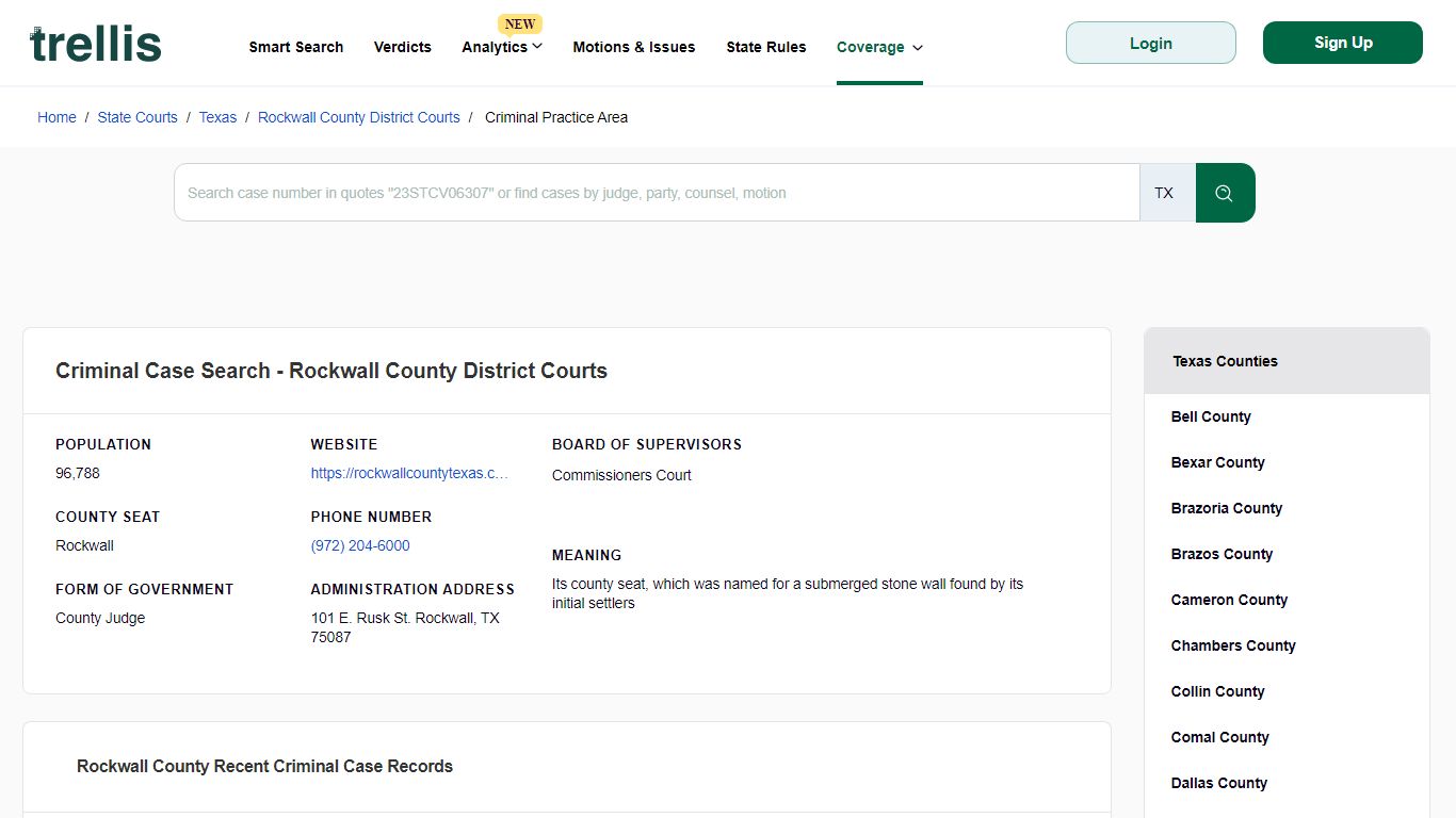 Criminal Case Search - Rockwall County District Courts